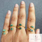 Raw Emerald Ring, Electroplated Ring, Dainty Jewelry, Natural Raw Emerald Ring, Green Gemstone, May Birthstone Jewelry, Wedding Gift, Gift